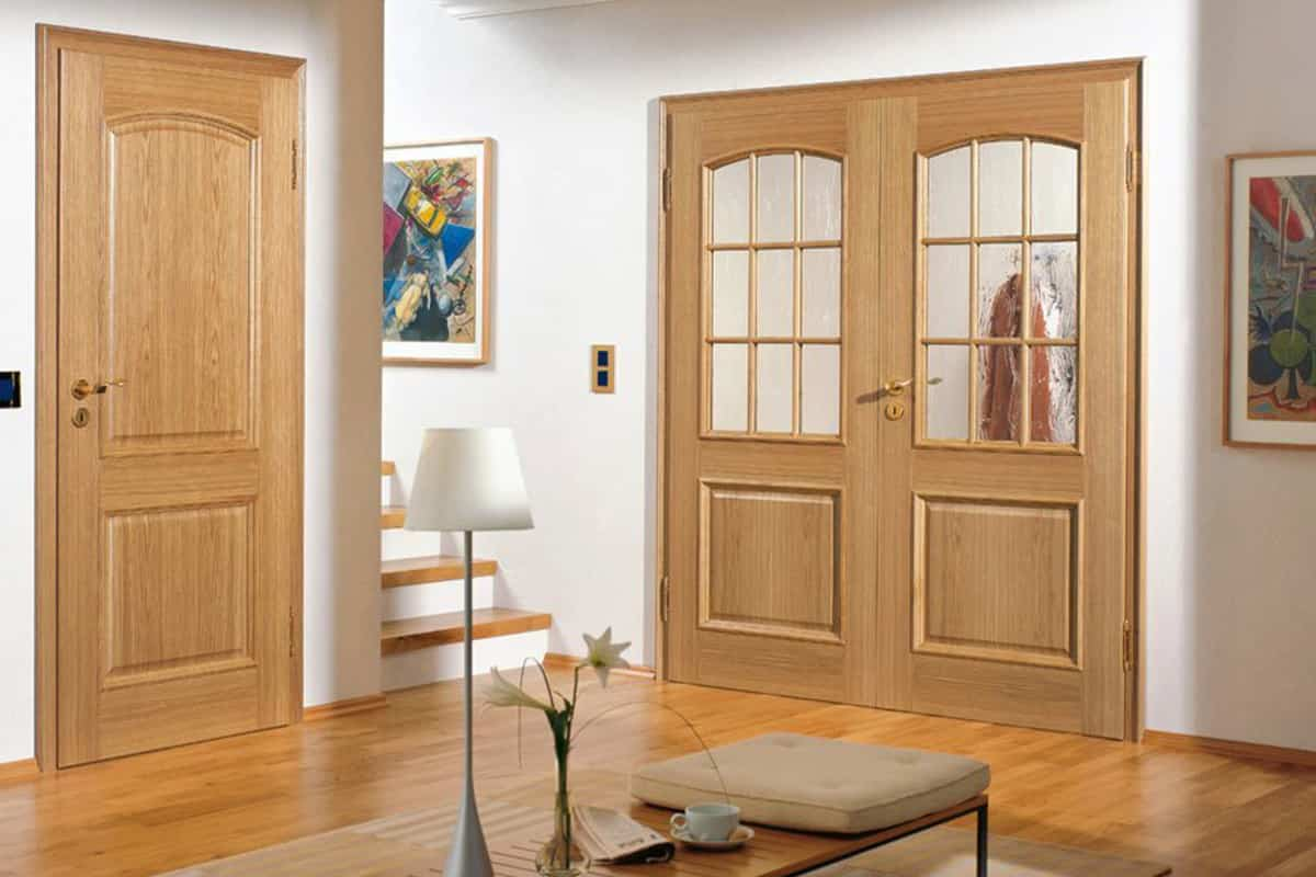  Wood door with glass 