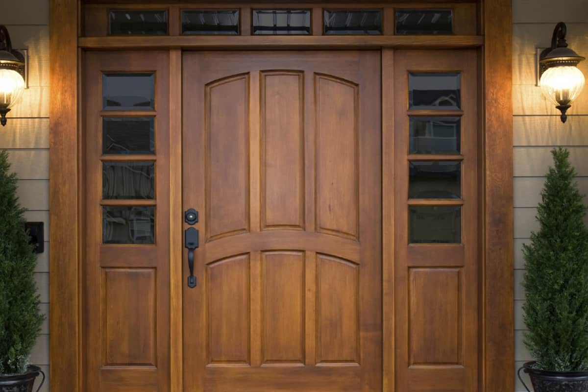  Wood door with glass 